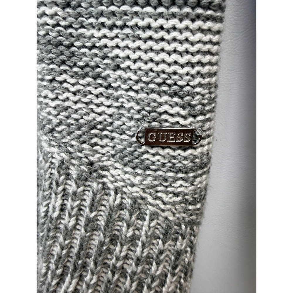 Guess Womens Gray White Marled Cable Knit Pointelle Scoop Neck Sweater Medium - Picture 5 of 8